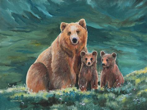 Bear Oil Painting Original Grizzly Bear Paintings Baby Room Etsy