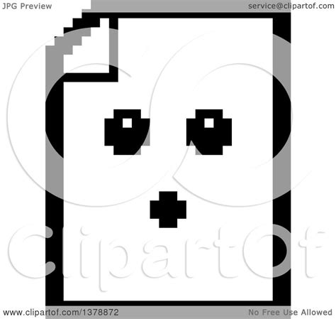 Clipart Of A Black And White Surprised Note Document