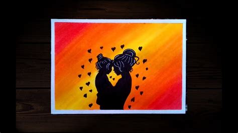 Mother And Daughter Beautiful Love Sinary Drawing Oil Pastel Colour