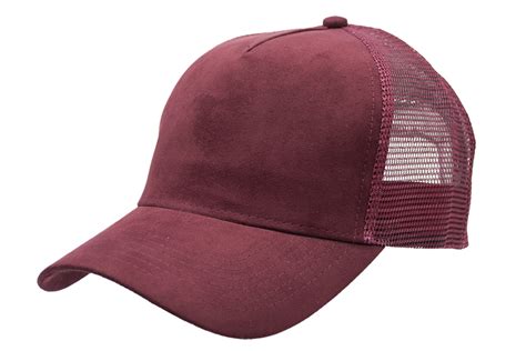 C6740 5 Panel Faux Suede Trucker Cap With Plastic Snap Adjuster