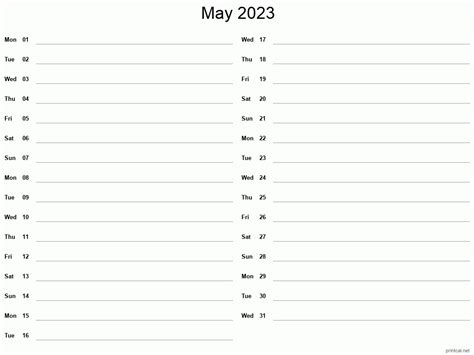 Printable May 2023 Calendar Free Printable Calendars