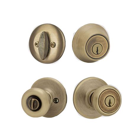 Kwikset Tylo Knob And Deadbolt Combo Pack Keyed Entry Antique Brass 690t 5