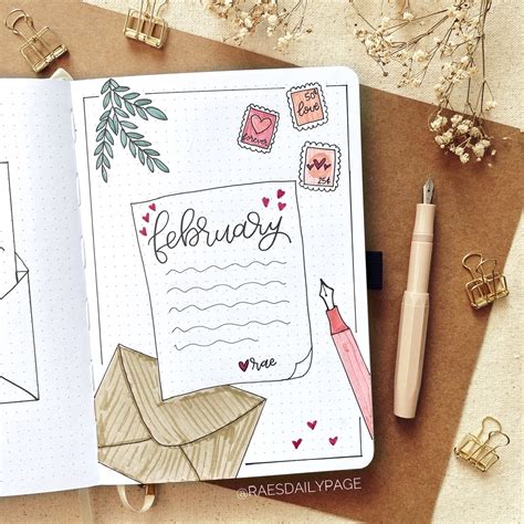 February Bullet Journal Love Letters Theme Raes Daily Page