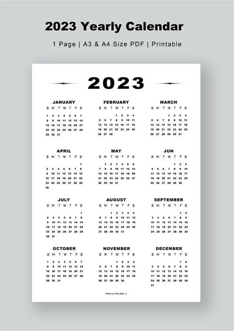 2023 Calendar Printable A4 And A3 Sizes Nice Planner Instant