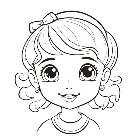 Pretty Girl Coloring Page Outline Sketch Drawing Vector Simple Skin