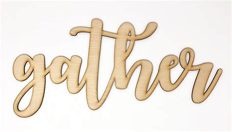 Amazon.com: Gather Word Wood Cut - Wall Art Décor - Wall Art Sign -Unfinished Wood Word Cut Out ...
