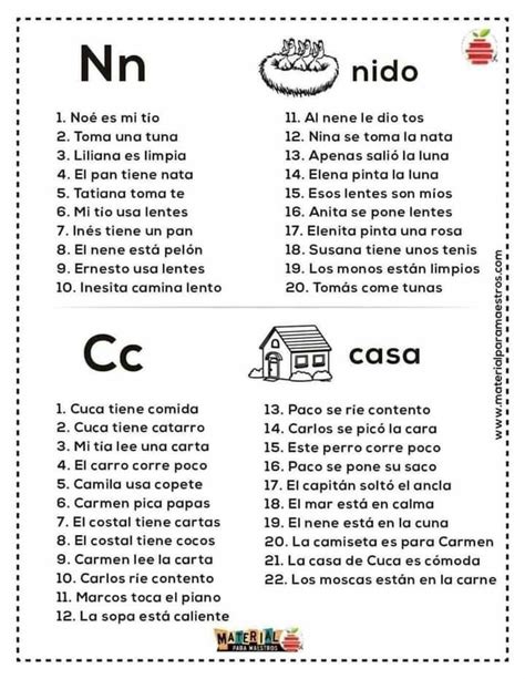 Oraciones Fonéticas Para Enseñar A Leer En Español 1 Lecciones De