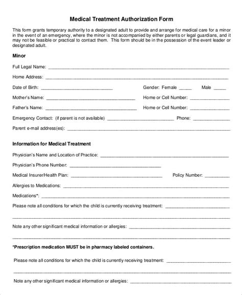 11 Printable Medical Authorization Forms Pdf Doc