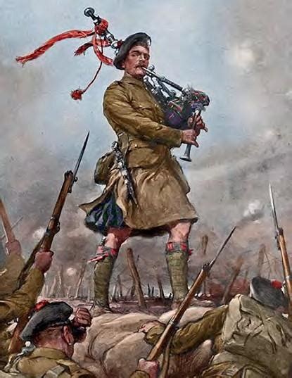 Charging Scottish Highlanders Soldiers Wwi British Army Troop Kilt Uk