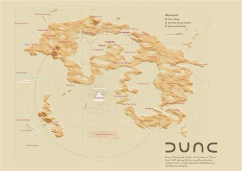 Dune Map 3d Terrain Map Of Arrakis Dune Poster A2 Landscape Etsy