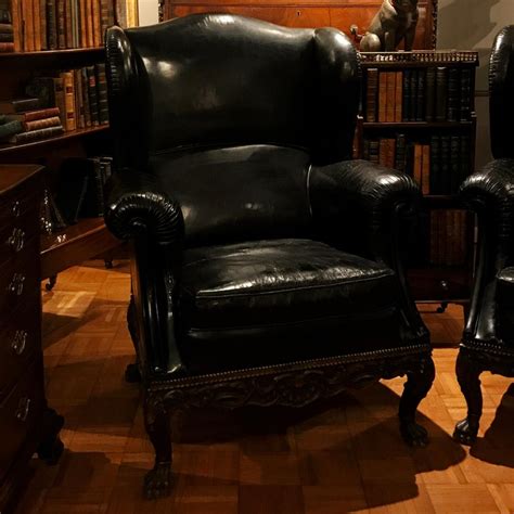 Shop 44 top wingback chairs for sale and earn cash back all in one place. Pair of 19th Century Black Leather Wing Back Armchairs For ...