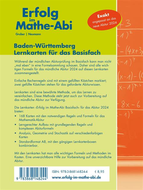 Erfolg Im Mathe Abi 2024 168 Lernkarten Basisfach Allgemeinbildendes