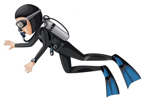 Free Vector | A scuba diver on white background