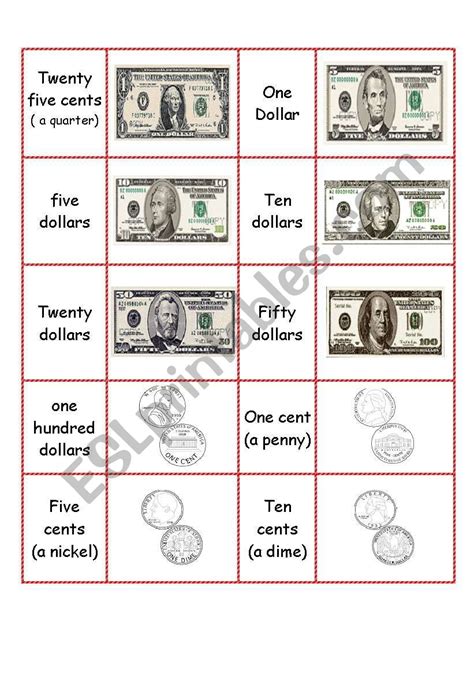 Coins And Bills Worksheets