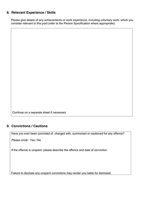 job application form  word   formats page
