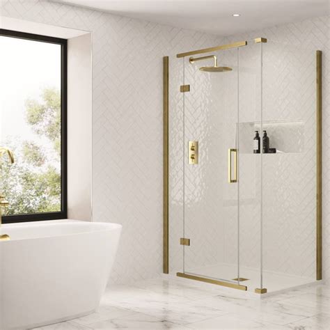 Aquadart 1400mm Brass Inline Shower Door Best Prices