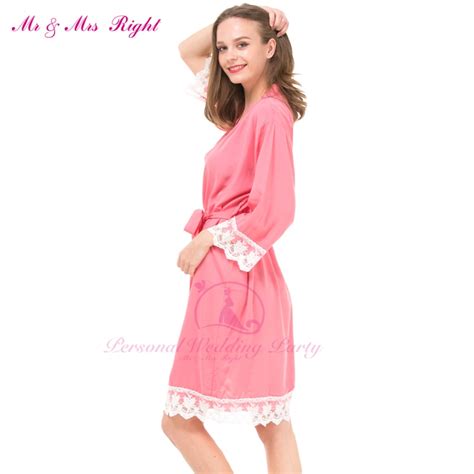 Pink Cotton Robe Lace Robe Brodesmaid Robe For Wedding Party Set Cute