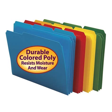 Smead Poly Colored Folders 13 Cut Tabs Asst 24bx Letter 10500