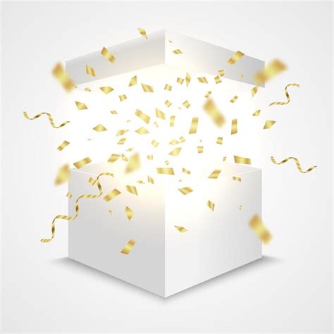 Premium Vector Open Box With Golden Confetti Tbox Surprise Concept