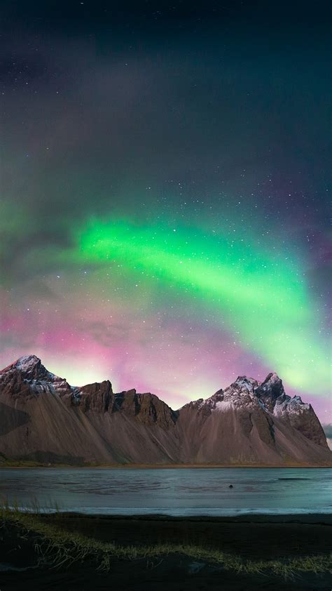 Aurora Borealis Or Northern Lights Over Stokksnes Iceland Windows