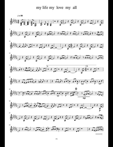 My Life My Love My All Sheet Music For Piano Download Free In Pdf Or Midi