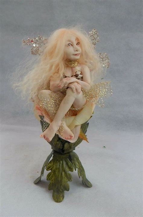 Fairy OOAK Art Doll Fantasy Handmade Fairies Sculpture Elf Sculpted Clay Rose Handmade In