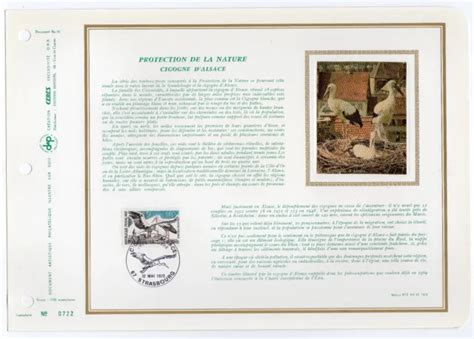 Cigogne Dalsace Protection De La Natur 1973 Fdc Document Soie Dap N°96