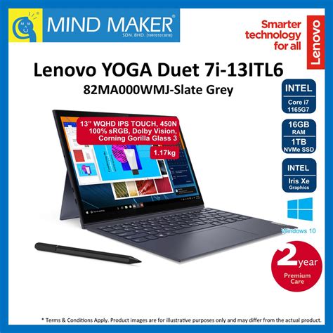 Lenovo Yoga Duet 7i 13itl6 82ma000wmj Sgrey 133 Wqhd Touch Notebook