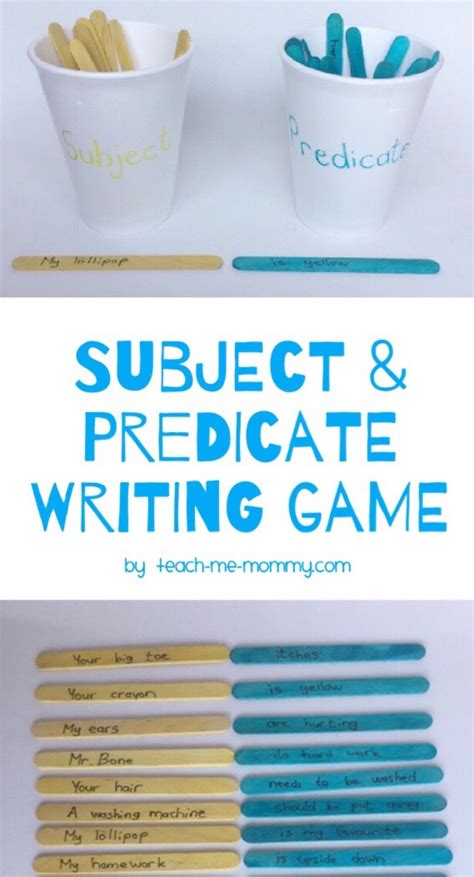 And pass in the object against which the predicate will be evaluated. Subject & Predicate Writing Game - Teach Me Mommy