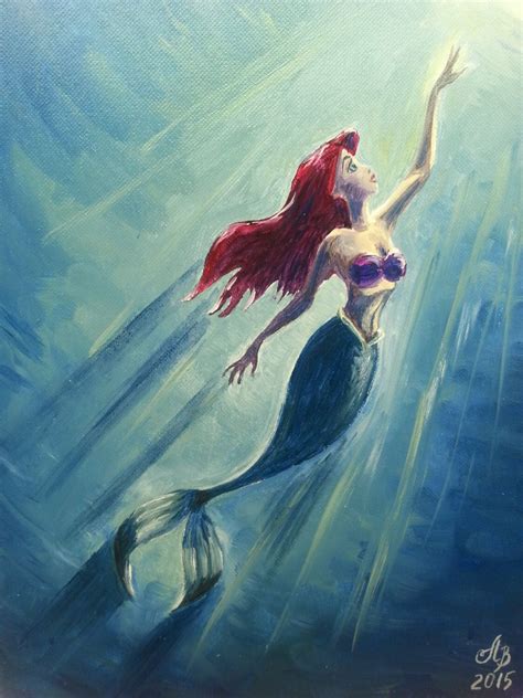 The Little Mermaid Ariel Original Oil Painting 7x9 Princess Disney