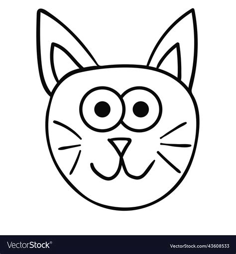 Cartoon Doodle Cats Muzzle Isolated Royalty Free Vector