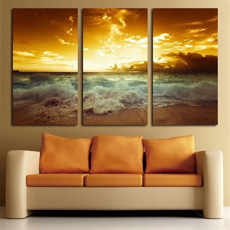 Canvas Paintings Living Room Wall Art Frame 3 Piece Yellow