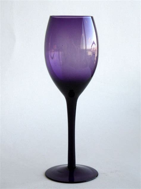 Tall Purple Wine Glass Continental Vintage Retro Stem Glasses 21cm