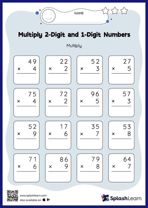 Multiply 2 Digit And 1 Digit Numbers Vertical Multiplication Math