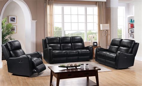 Shae Cortana Black Leather Power Reclining Living Room Set From Leather