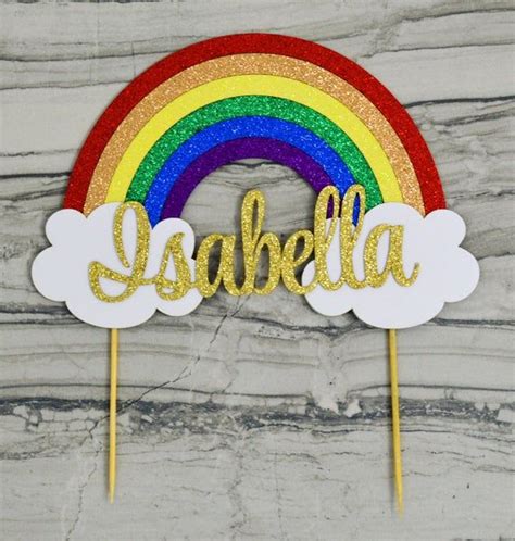 Rainbow Cake Topper Personalized Birthday Cake Topper Etsy Rainbow