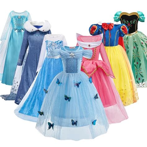 سندريلا آنا إلسا زي الأطفال فستان الأميرة للفتيات الاطفال تأثيري سنو وايت عيد الميلاد كرنفال