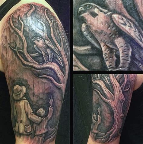 50 Wood Carving Tattoo Designs For Men - Masculine Ink Ideas