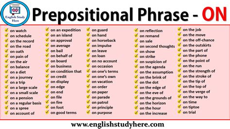Prepositional Phrases On English Study Here