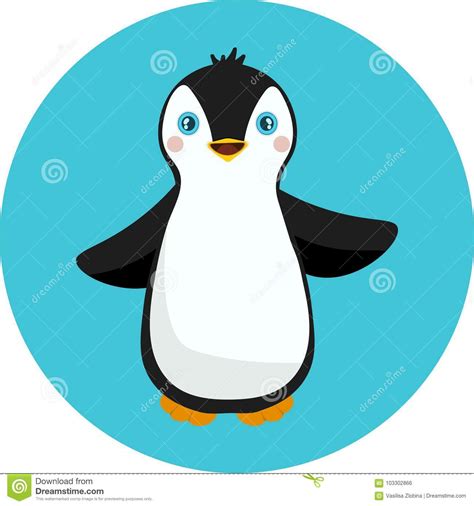 Baby Penguin Standing On Sky Blue Background Cute Penguin