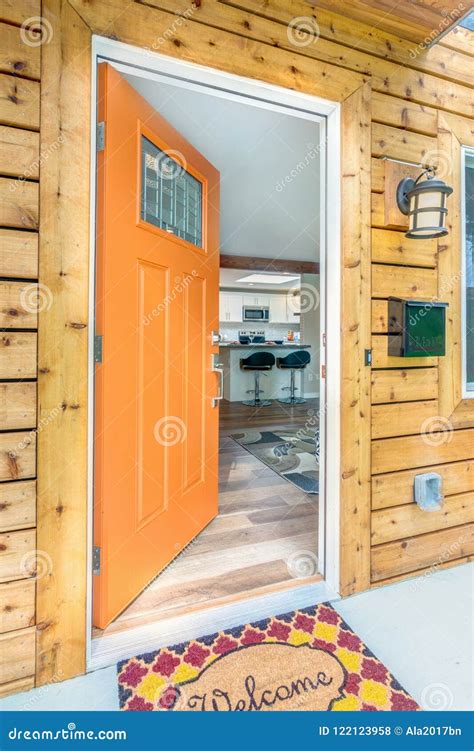 Front Door Opens Into A Kitchen Stock Photo Image Of American Home