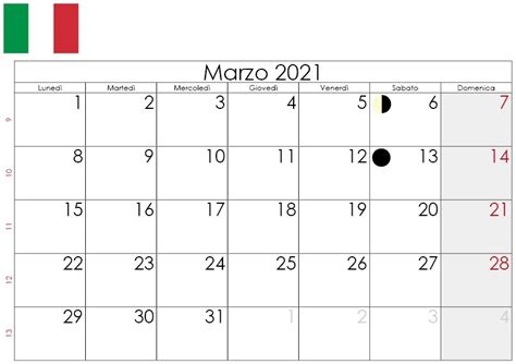 Calendario Lunare 2021 Marzo Calendario Mar 2021