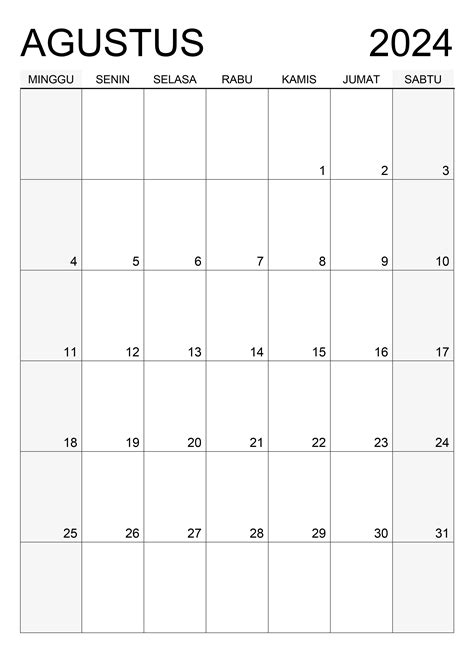 Kalender Agustus 2024 Kalender365su