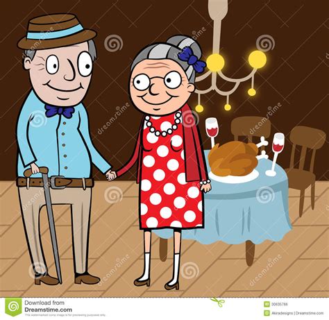 Happy Old Couple Celebrate Thanksgiving Day Stock Vector Image 30635766