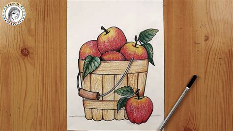 How To Draw A Basket Of Apples Appels Drawing كيف ترسم سلة التفاح