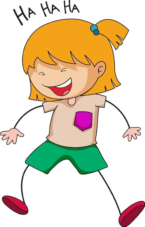 Cute Girl Laughing Doodle Cartoon Character Isolated 2306260 Vector Art
