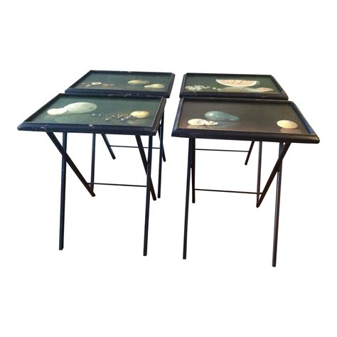 1950s Mid Century Modern Artex Folding Tea Tables Set Of 4 Chairish