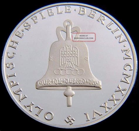 1936 Nazi Germany Commemorative Olympic Nazi Silver Plated Swastika Coin