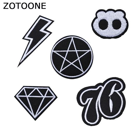 Zotoone Black White Circle Patches On Clothing Diy Embroidered Patch