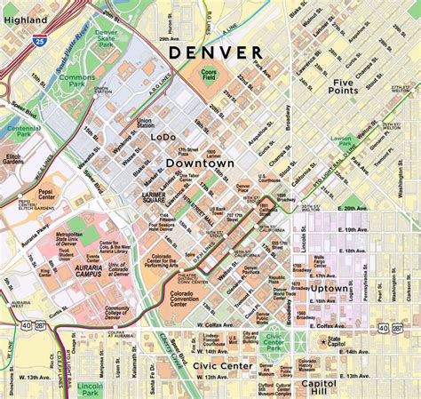 Map Of Downtown Denver Map Of The World